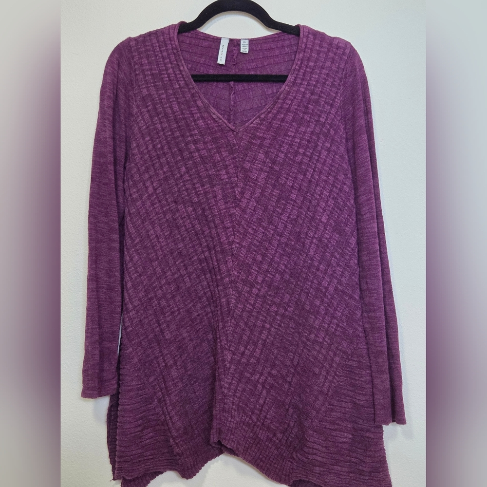 Women's Purple V-Neck Tunic Sweater